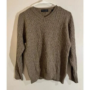 Grant thomas brown/grey italian merino wool sweater, small